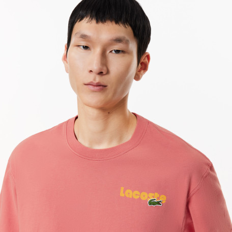 T-shirt délavé avec imprimé Lacoste en dégradé