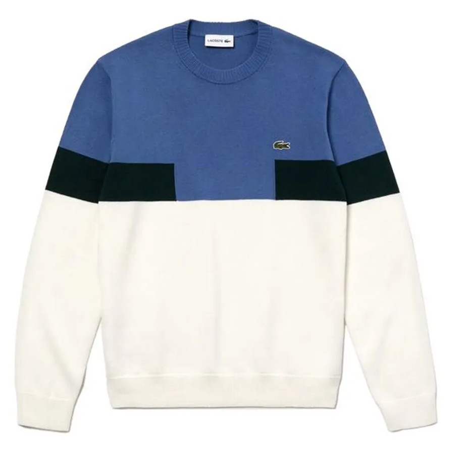 Lacoste Pull col rond color block en laine et coton melanges pour homme