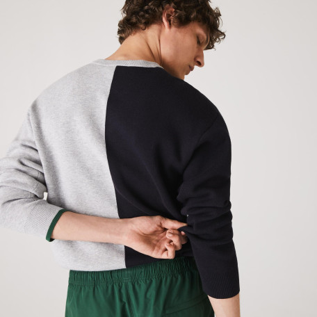 Lacoste Pull col rond en coton mélangé color block pour homme