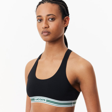 Brassière coton stretch bande contrastée