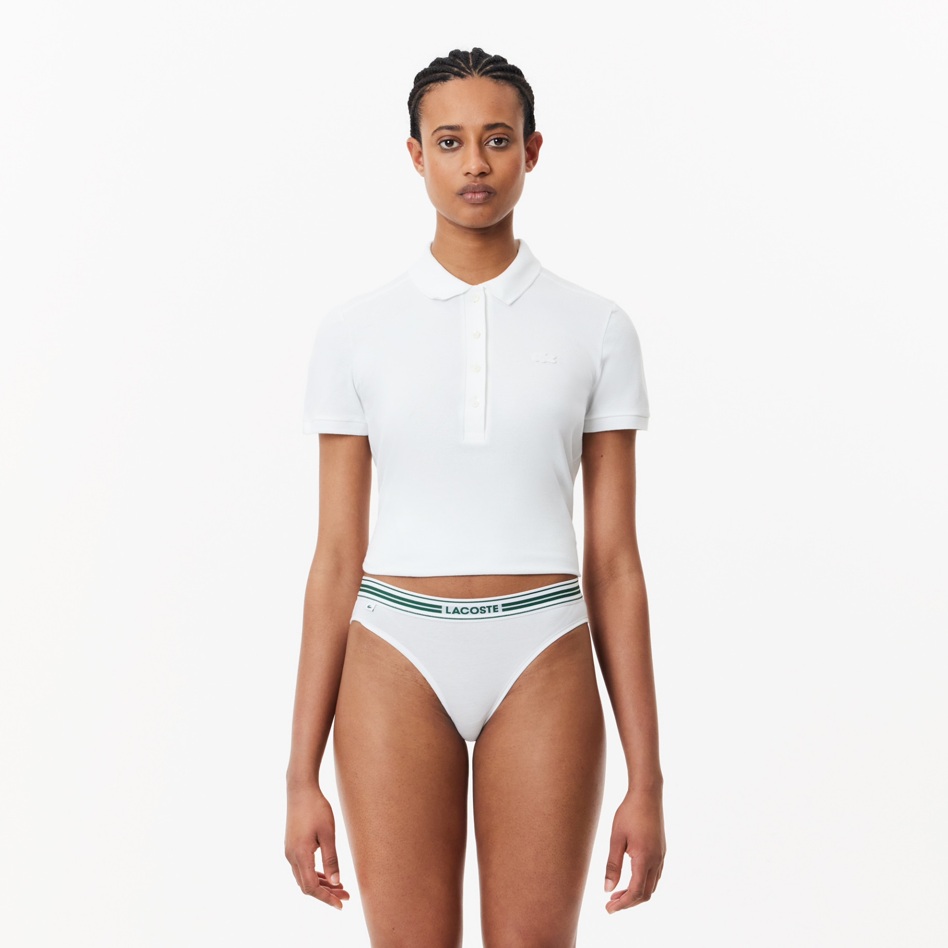 Culotte avec ceinture contrastée en coton stretch