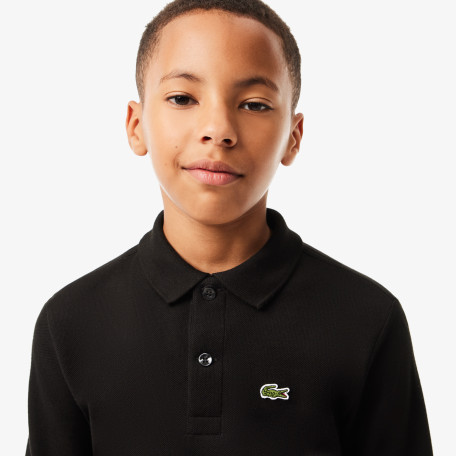 Polo regular fit à manches longues enfant Lacoste en petit piqué uni