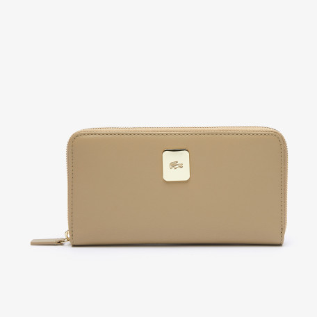 Grand portefeuille zippé Amelia en cuir piqué