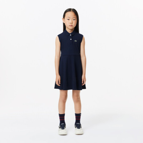 Robe polo fille Lacoste avec taille cintrée en piqué stretch