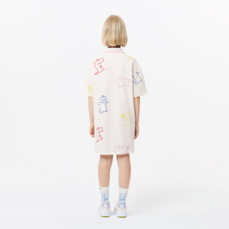 Robe en mini piqué imprimé crocodile en coton