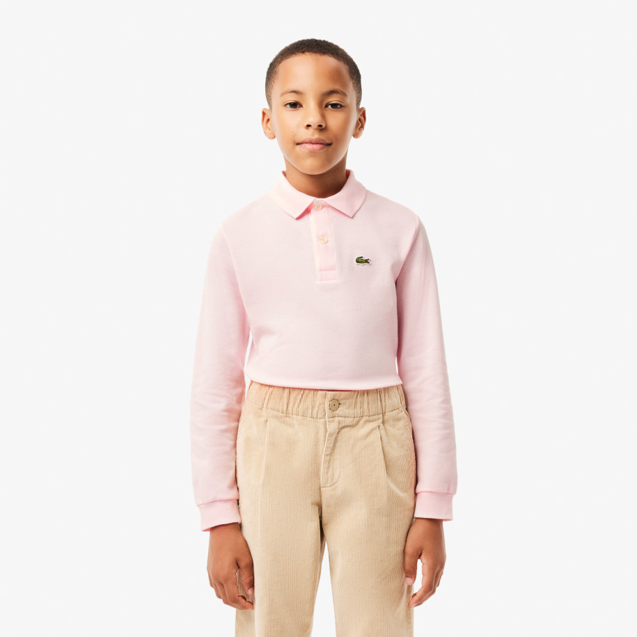 Polo regular fit à manches longues enfant Lacoste en petit piqué uni