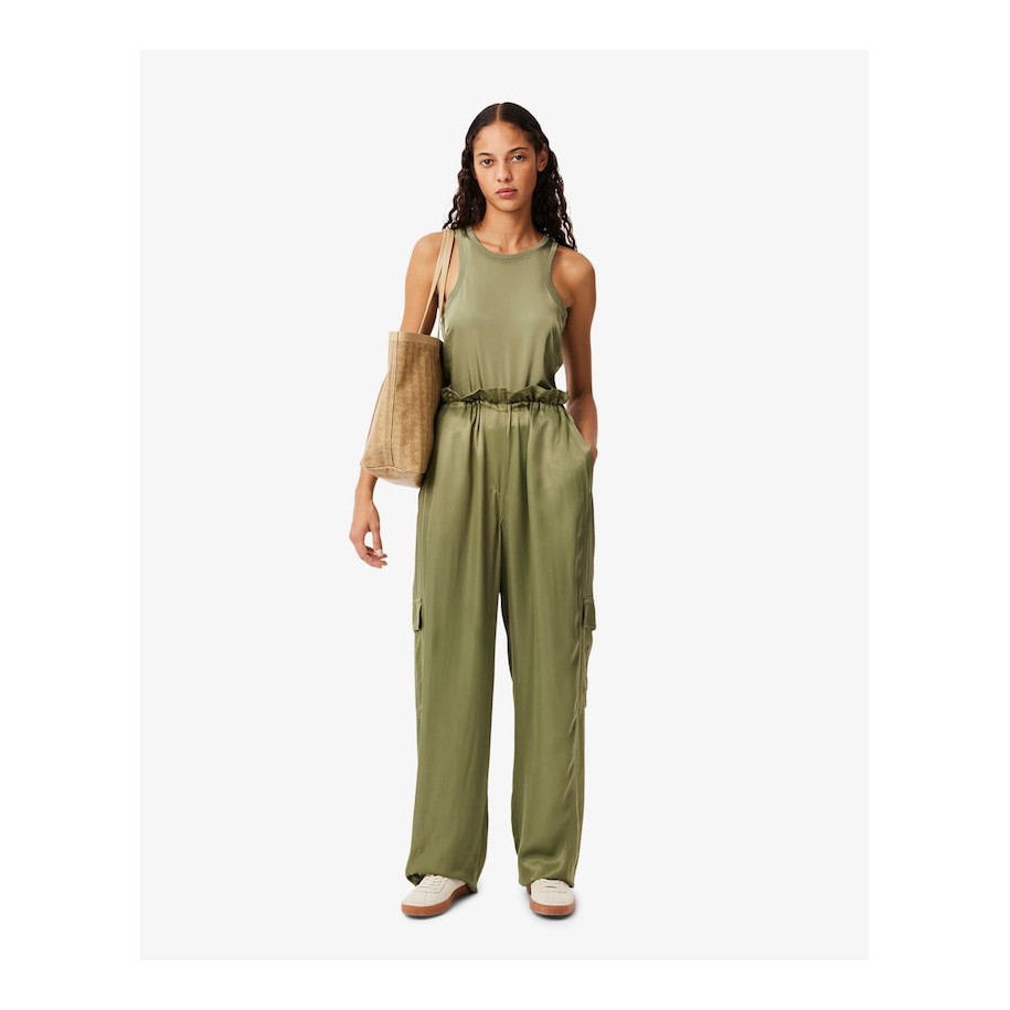 Pantalon cargo oversize en satin