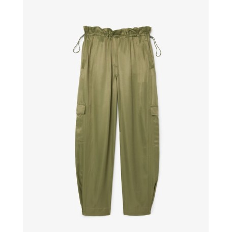 Pantalon cargo oversize en satin