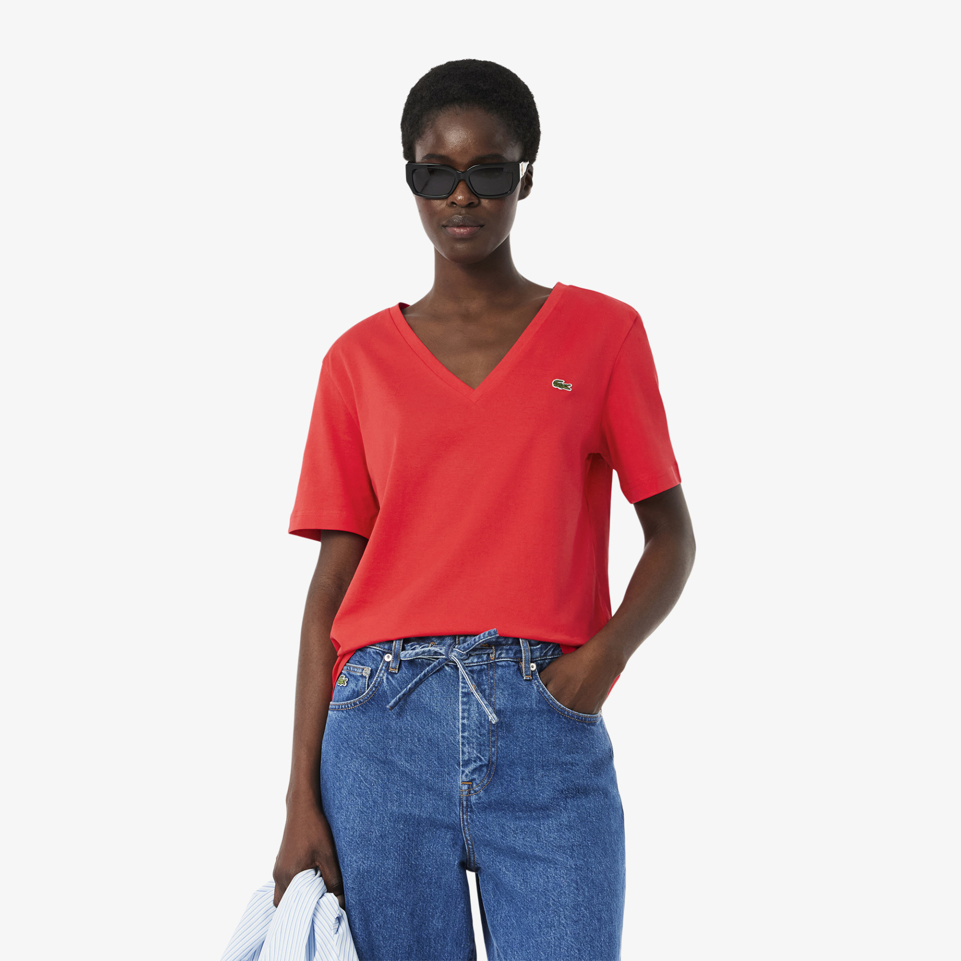 T-shirt relaxed fit coton doux col V