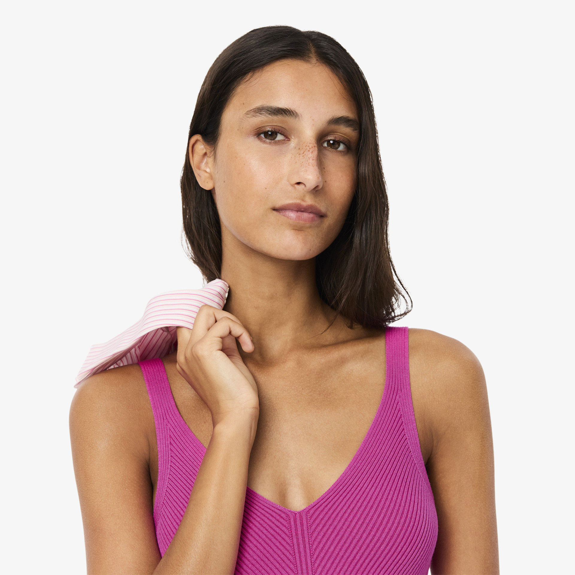 Robe longue côtelée sans coutures
