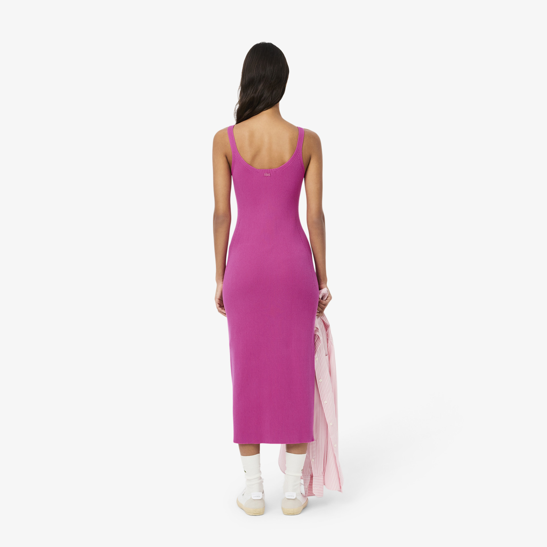 Robe longue côtelée sans coutures