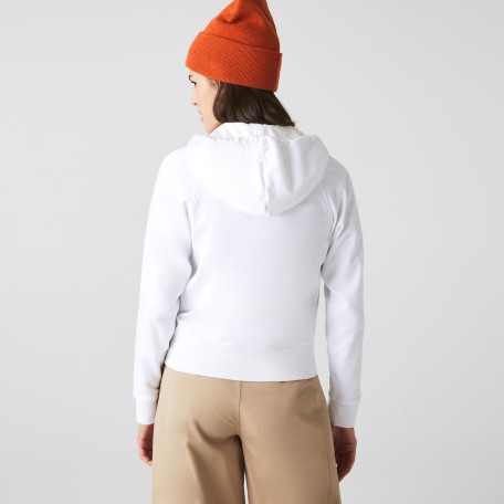 Sweatshirt zippé à capuche femme Lacoste en molleton biologique