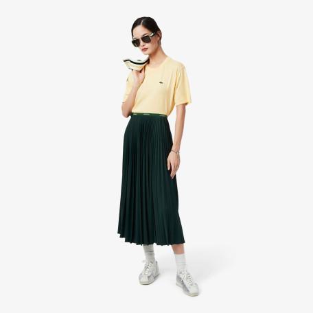 Jupe longue plissée taille élastiquée