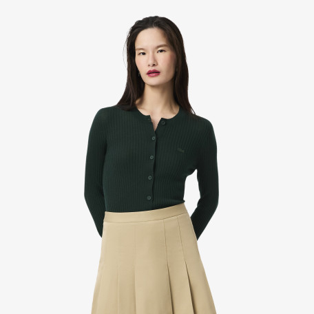 Cardigan côtelé laine mérinos