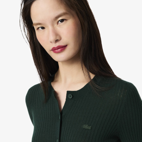 Cardigan côtelé laine mérinos