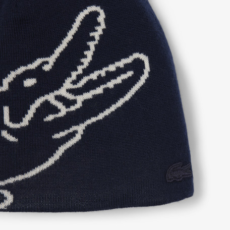 Bonnet en laine jacquard crocodile