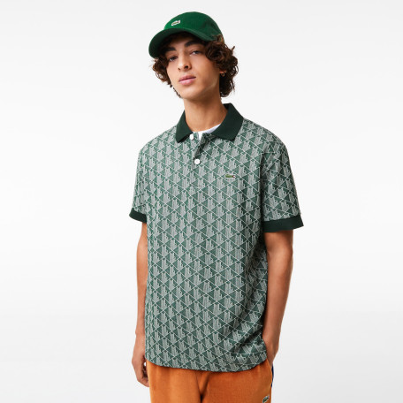 Polo homme classic fit avec imprimé monogramme et col contrasté