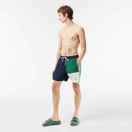 Short de bain color-block homme Lacoste en polyester recyclé