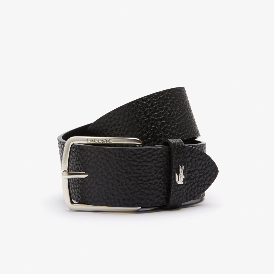 Ceinture en cuir grainé à boucle carrée gravée Lacoste