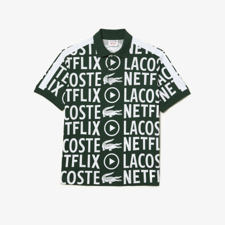 Polo homme Lacoste x Netflix loose fit imprimé en coton biologique