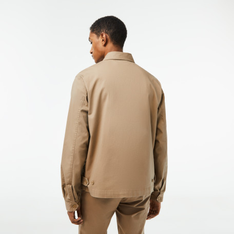 Veste zippée courte unie en gabardine de coton bio