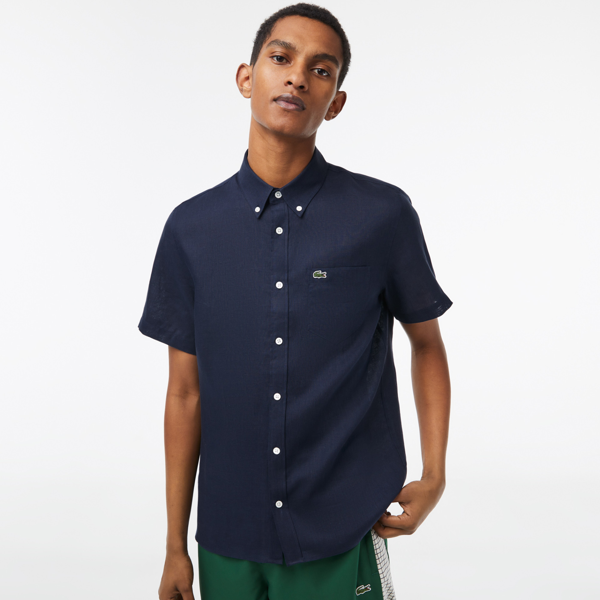 Chemise à manches courtes homme Lacoste en lin