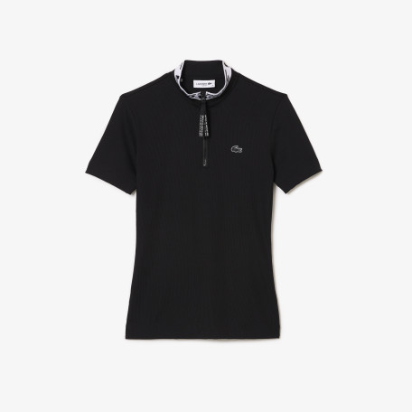 Polo col zippé en jacquard femme Lacoste