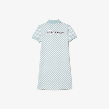 Robe polo fille Lacoste imprimé damier en coton biologique