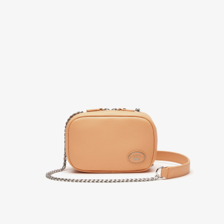 Sac carré bandoulière femme Lacoste en cuir grainé