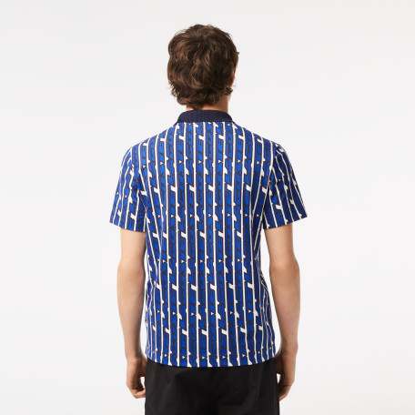 Polo bicolore homme Lacoste imprimé en petit piqué léger et stretch