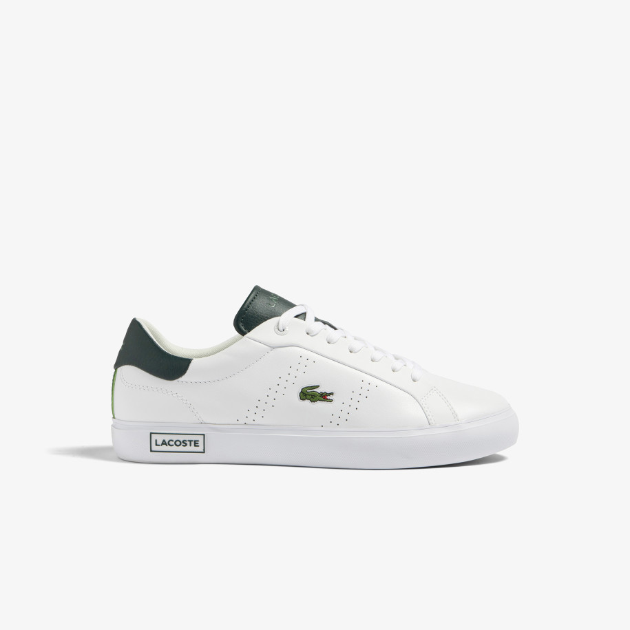 Sneakers Powercourt 2. homme Lacoste en cuir, détail au talon