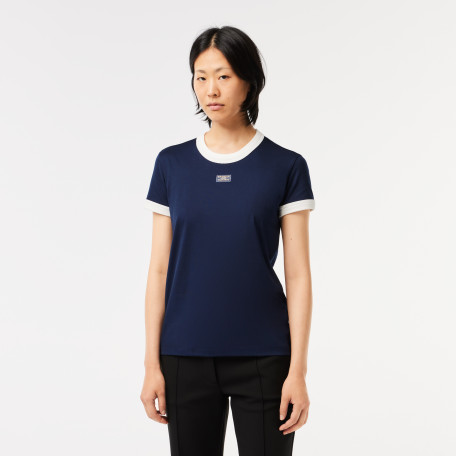 T-shirt slim fit en coton badge tennis