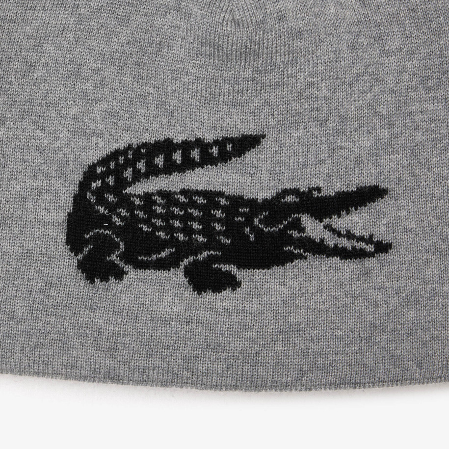 Bonnet unisexe Lacoste reversible avec crocodile contraste